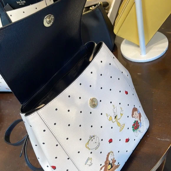 Disney X Kate Spade The Beauty Medium Flap Backpack 
Cream Multi 
NWT - Picture 4 of 16